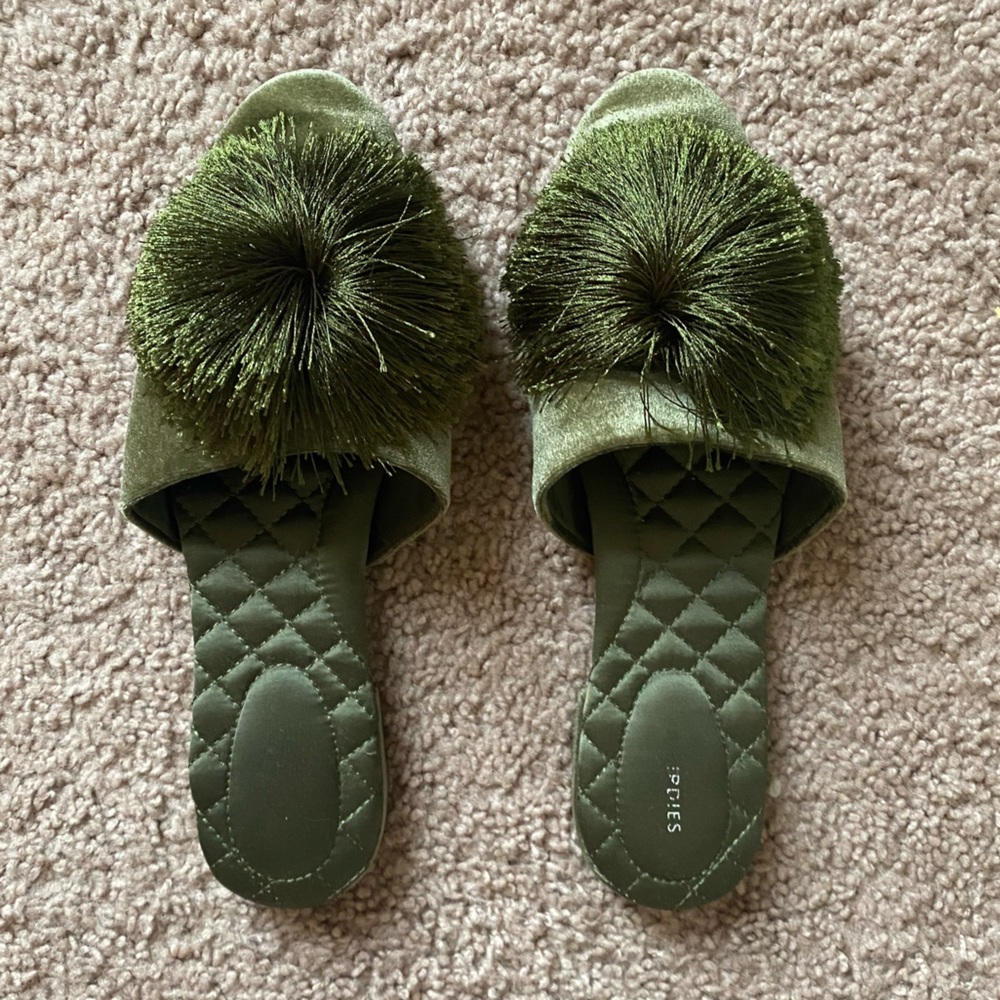 Birdies Velvet Pom Mules